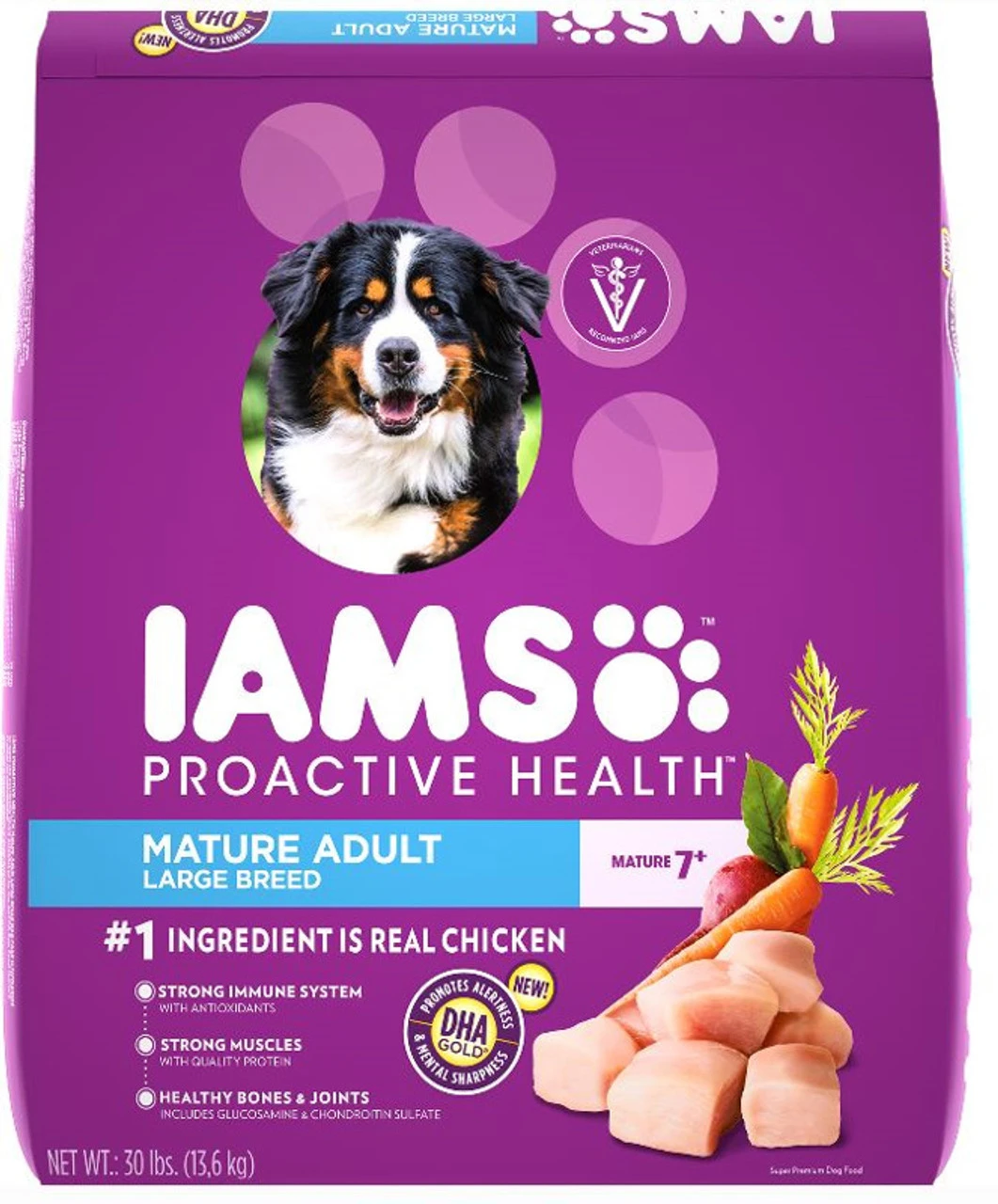 Iams Proactive Health Mature Adult Large Breed Chicken Dog Food Bag 30 LB 1 Iams Proactive Health Mature Adult Large Breed Chicken Dog Food Bag 30 LB