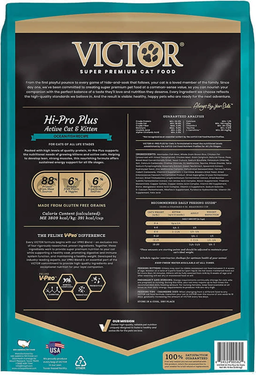 Victor Super Premium Cat Food Hi-Pro Plus Active Cat And Kitten Dry Cat Food For Active Cats All Breeds And All Life Stages From Kitten To Adult, 15lb 2 Victor Super Premium Cat Food Hi-Pro Plus Active Cat And Kitten Dry Cat Food For Active Cats All Breeds And All Life Stages From Kitten To Adult, 15lb - Image 2