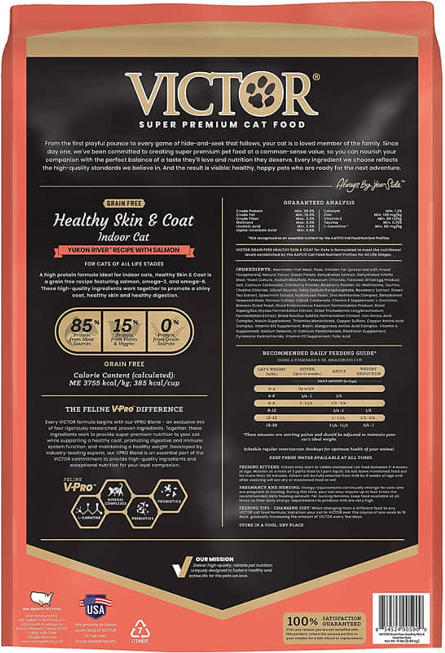 Victor Super Premium Cat Food Grain Free Healthy Skin & Coat - Dry Cat Food For Indoor Cats Yukon River Recipe All Breeds And All Life Stages From Kitten To Adult, 15lb 2 Victor Super Premium Cat Food Grain Free Healthy Skin & Coat - Dry Cat Food For Indoor Cats Yukon River Recipe All Breeds And All Life Stages From Kitten To Adult, 15lb - Image 2