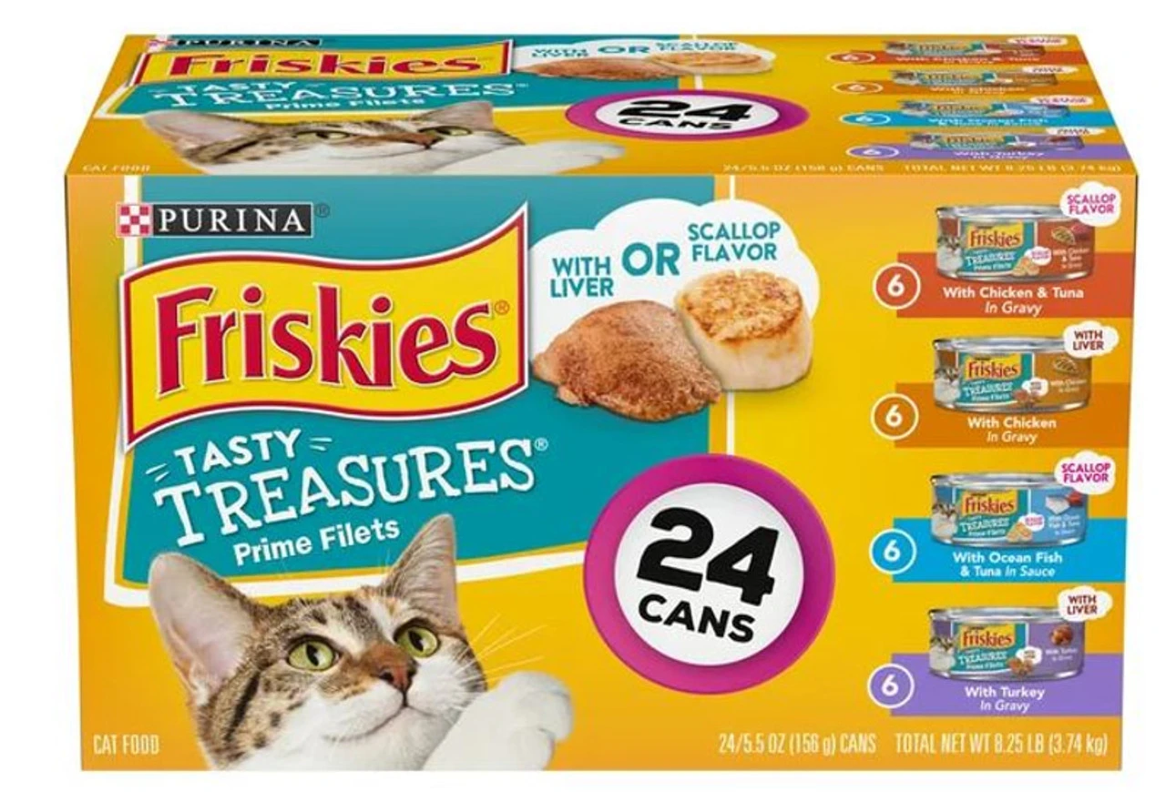 Purina Friskies Gravy Wet Cat Food Tasty Treasures Prime Filets Variety Pack, 5.5 Oz Cans (24 Pack) 1 Purina Friskies Gravy Wet Cat Food Tasty Treasures Prime Filets Variety Pack, 5.5 Oz Cans (24 Pack)